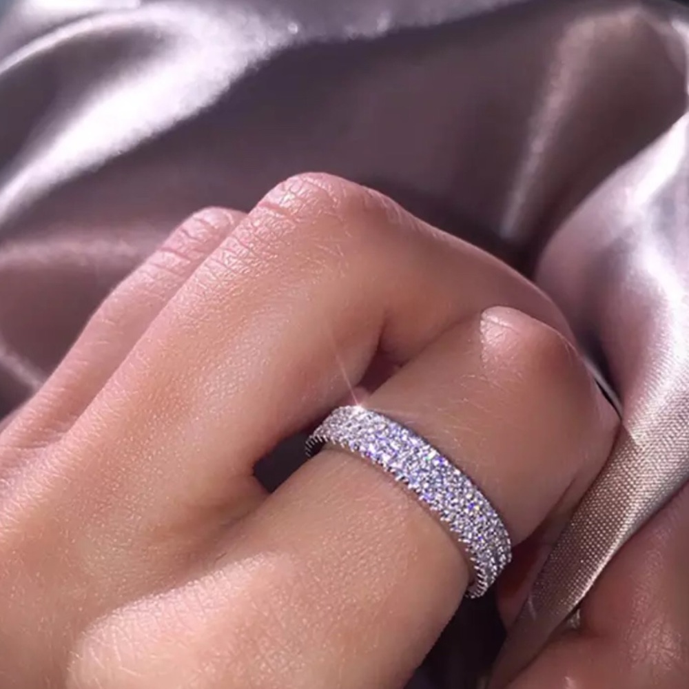 NEW SILVER ENGAGEMENT WEDDING RING DIAMOND - Picture 3 of 10